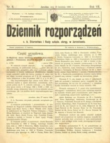 Dziennik rozporządzeń c. k. Starostwa i Rady szkoln[ej] okręg[owej] w Jarosławiu. 1906, R. 7, nr 8 (kwiecień)