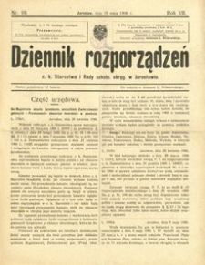 Dziennik rozporządzeń c. k. Starostwa i Rady szkoln[ej] okręg[owej] w Jarosławiu. 1906, R. 7, nr 10 (maj)