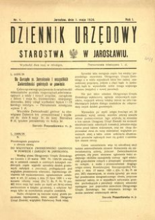 Dziennik Urzędowy Starostwa w Jarosławiu. 1926, R. 1, nr 1 (maj)