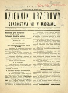 Dziennik Urzędowy Starostwa w Jarosławiu. 1927, R. 2, nr 2 (styczeń)