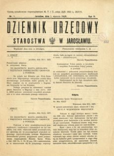 Dziennik Urzędowy Starostwa w Jarosławiu. 1928, R. 3, nr 1 (styczeń)