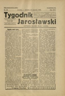 Tygodnik Jarosławski : poświęcony sprawom miasta i powiatu. 1928, R. 25, nr 40 (wrzesień)