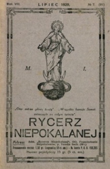 Rycerz Niepokalanej. 1929, R. 8, nr 7 (lipiec)
