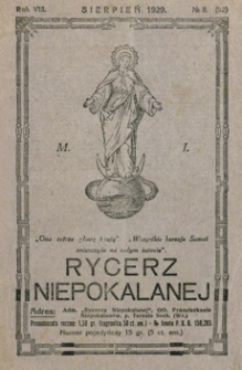Rycerz Niepokalanej. 1929, R. 8, nr 8 (sierpień)