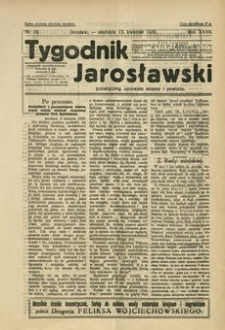 Tygodnik Jarosławski : poświęcony sprawom miasta i powiatu. 1930, R. 27, nr 15 (kwiecień)