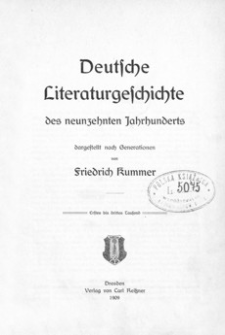 Deutsche Literaturgeschichte des neunzehnten Jahrhunderts