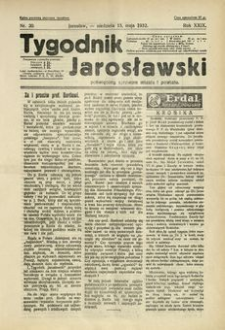 Tygodnik Jarosławski : poświęcony sprawom miasta i powiatu. 1932, R. 29, nr 20 (maj)