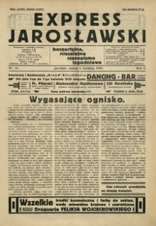 Express Jarosławski : bezpartyjne, niezależne czasopismo tygodniowe. 1929, R. 2, nr 14 (kwiecień)