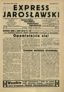 Express Jarosławski : bezpartyjne, niezależne czasopismo tygodniowe. 1929, R. 2, nr 20 (maj)