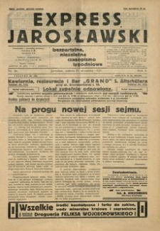 Express Jarosławski : bezpartyjne, niezależne czasopismo tygodniowe. 1929, R. 2, nr 38 (wrzesień)