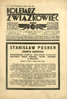 Kolejarz Związkowiec : organ Związku Zawodowego Pracowników Kolejowych Rzeczypospolitej Polskiej. 1930, nr 15 (305) (maj)