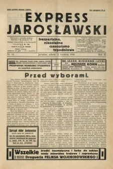 Express Jarosławski : bezpartyjne, niezależne czasopismo tygodniowe. 1930, R. 3, nr 15 (kwiecień)