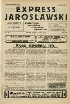 Express Jarosławski : bezpartyjne, niezależne czasopismo tygodniowe. 1930, R. 3, nr 29 (lipiec)