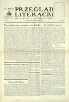 Przegląd Literacki : miesięcznik informacyjny. 1930, R. 1, nr 9 (wrzesień)