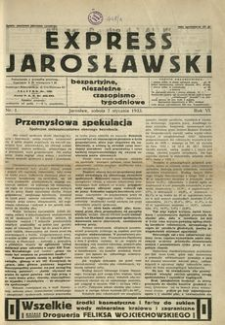 Express Jarosławski : bezpartyjne, niezależne czasopismo tygodniowe. 1933, R. 6, nr 1 (styczeń)