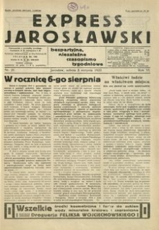 Express Jarosławski : bezpartyjne, niezależne czasopismo tygodniowe. 1933, R. 6, nr 31 (sierpień)