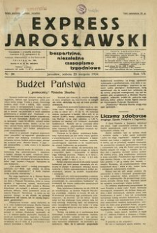 Express Jarosławski : bezpartyjne, niezależne czasopismo tygodniowe. 1934, R. 7, nr 34 (sierpień)
