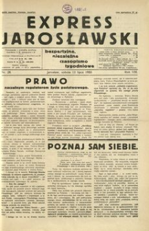 Express Jarosławski : bezpartyjne, niezależne czasopismo tygodniowe. 1935, R. 8, nr 28 (lipiec)