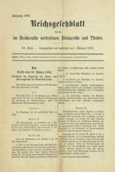 Reichsgesetzblatt für die im Reichsrathe vertretenen Königreiche und Länder. 1895, St. 11