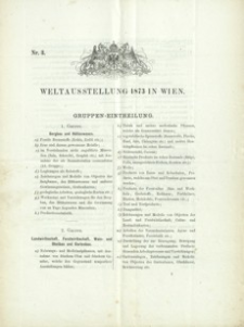Weltausstellung 1873 in Wien : Gruppen-Eitheilung. 1871, nr 3