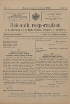 Dziennik rozporządzeń c. k. Starostwa i c. k. Rady szkolnej okręgowej w Rzeszowie. 1910, R. 2, nr 17