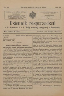 Dziennik rozporządzeń c. k. Starostwa i c. k. Rady szkolnej okręgowej w Rzeszowie. 1910, R. 2, nr 12