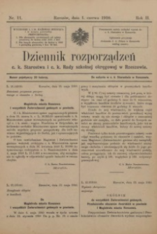 Dziennik rozporządzeń c. k. Starostwa i c. k. Rady szkolnej okręgowej w Rzeszowie. 1910, R. 2, nr 11