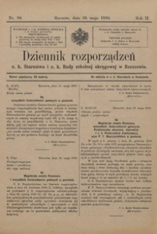 Dziennik rozporządzeń c. k. Starostwa i c. k. Rady szkolnej okręgowej w Rzeszowie. 1910, R. 2, nr 10