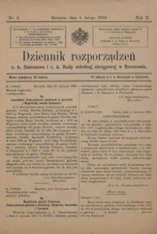 Dziennik rozporządzeń c. k. Starostwa i c. k. Rady szkolnej okręgowej w Rzeszowie. 1910, R. 2, nr 3