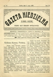 Gazeta Niedzielna : pismo dla rodzin katolickich. 1909, R. 7, nr 18 (maj)