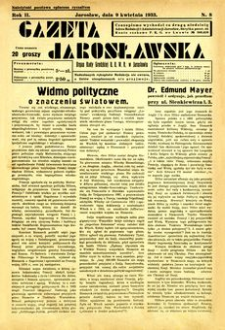 Gazeta Jarosławska : organ Rady Grodzkiej B. B. W. R. w Jarosławiu. 1933, R. 2, nr 8 (9 kwietnia)
