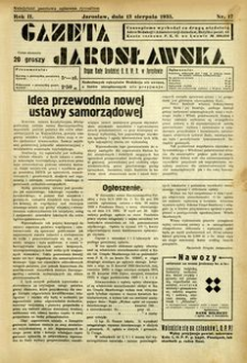 Gazeta Jarosławska : organ Rady Grodzkiej B. B. W. R. w Jarosławiu. 1933, R. 2, nr 17 (13 sierpnia)