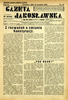Gazeta Jarosławska : organ Rady Grodzkiej B. B. W. R. w Jarosławiu. 1933, R. 2, nr 18 (27 sierpnia)