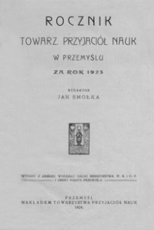 Rocznik Towarzystwa Przyjaciół Nauk w Przemyślu za rok 1923. T. 4 ...