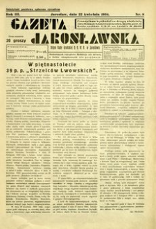 Gazeta Jarosławska : organ Rady Grodzkiej B. B. W. R. w Jarosławiu. 1934, R. 3, nr 8 (22 kwietnia)