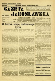 Gazeta Jarosławska : organ Rady Grodzkiej B. B. W. R. w Jarosławiu. 1934, R. 3, nr 20 (14 października)