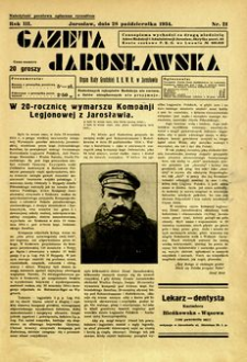 Gazeta Jarosławska : organ Rady Grodzkiej B. B. W. R. w Jarosławiu. 1934, R. 3, nr 21 (28 października)