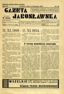 Gazeta Jarosławska : organ Rady Grodzkiej B. B. W. R. w Jarosławiu. 1934, R. 3, nr 22 (11 listopada)