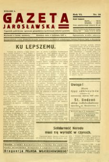 Gazeta Jarosławska : tygodnik poświęcony sprawom gospodarczo-społecznym miasta i powiatu. 1937, R. 6, nr 14 (4 kwietnia)