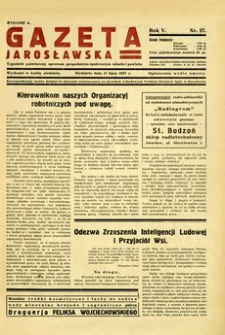 Gazeta Jarosławska : tygodnik poświęcony sprawom gospodarczo-społecznym miasta i powiatu. 1937, R. 5, nr 27 (11 lipca)