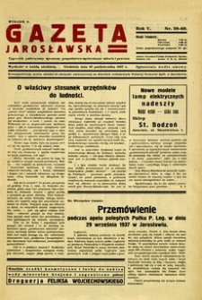 Gazeta Jarosławska : tygodnik poświęcony sprawom gospodarczo-społecznym miasta i powiatu. 1937, R. 5, nr 39-40 (10 października)