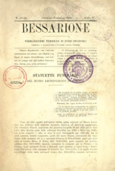 Bessarione : pubblicazione periodica di studi orientali. 1900, R. 4, nr 43-44 (styczeń-luty)