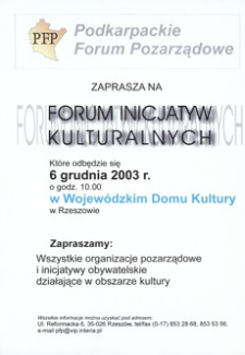 Forum Inicjatyw Kulturalnych [Afisz]