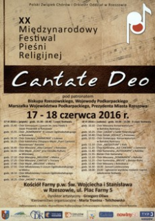 XX Międzynarodowy Festiwal Pieśni Religijnej Cantate Deo [Afisz]