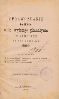 Sprawozdanie C. K. Wyższego Gimnazyum w Samborze za rok szkolny 1890