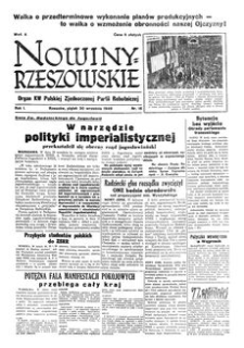 Nowiny Rzeszowskie : organ KW Polskiej Zjednoczonej Partii Robotniczej. 1949, R. 1, nr 16 (30 września)