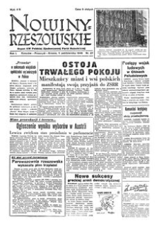 Nowiny Rzeszowskie : organ KW Polskiej Zjednoczonej Partii Robotniczej. 1949, R. 1, nr 27 (11 października)
