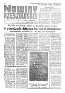 Nowiny Rzeszowskie : organ KW Polskiej Zjednoczonej Partii Robotniczej. 1949, R. 1, nr 55 (8 listopada)