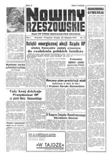 Nowiny Rzeszowskie : organ KW Polskiej Zjednoczonej Partii Robotniczej. 1949, R. 1, nr 71 (24 listopada)