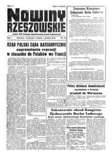 Nowiny Rzeszowskie : organ KW Polskiej Zjednoczonej Partii Robotniczej. 1949, R. 1, nr 78 (1 grudnia)